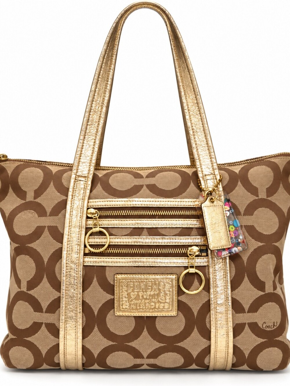 Coach Gold Trim Brown Signature Tote